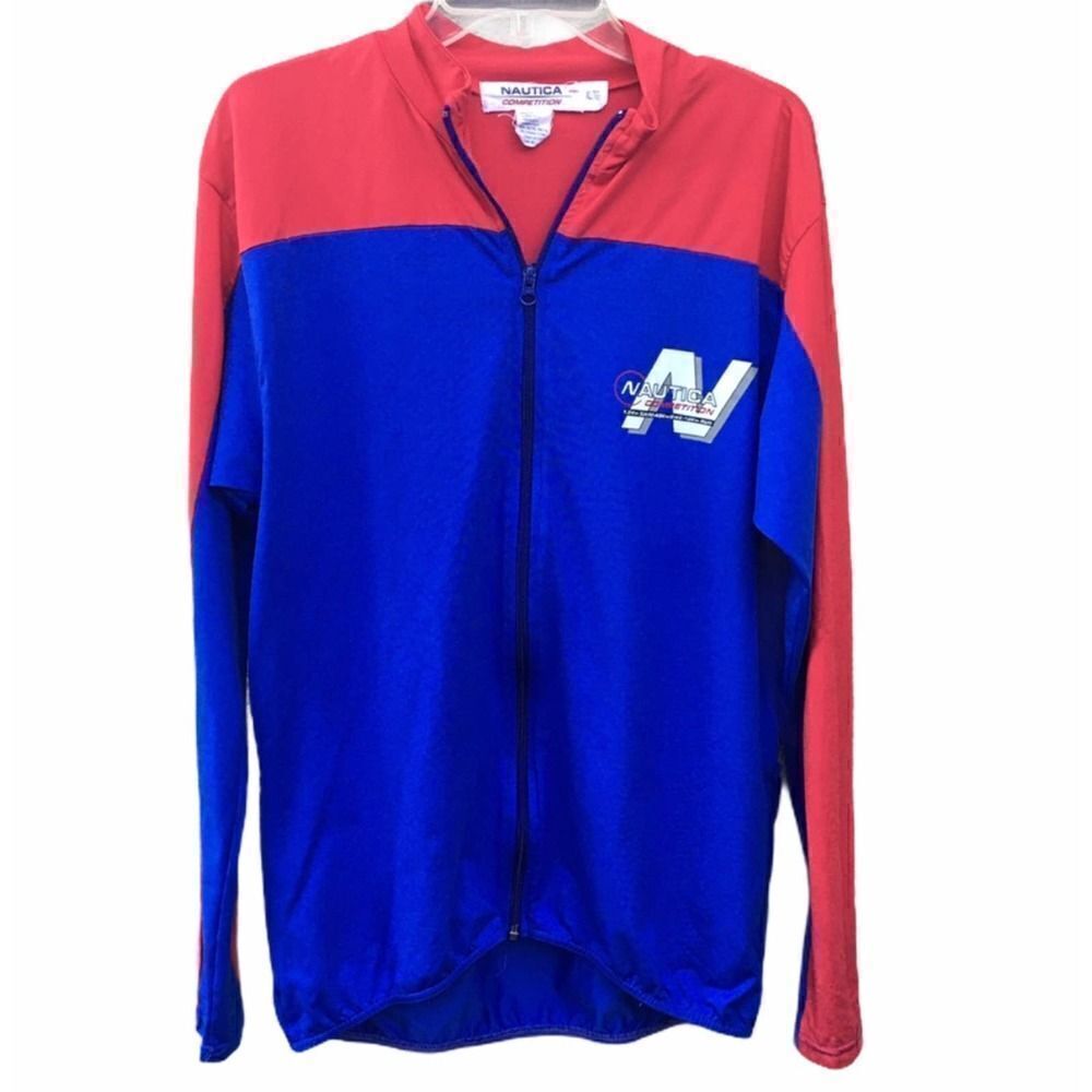 Nautica Competition Windbreaker Jacket Red Blue Size XL